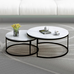 北欧时尚轻奢圆茶几白色金属铁艺组合小圆桌现代简约客厅经济型