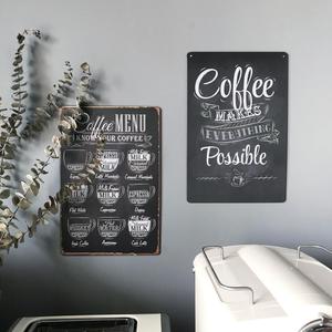 美式复古做旧厨房咖啡字母铁艺装饰挂画coffeebar壁饰咖啡店长方