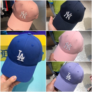MLB棒球帽韩国儿童帽子宝宝男女童帽la字母蓝色鸭舌帽软顶遮阳帽
