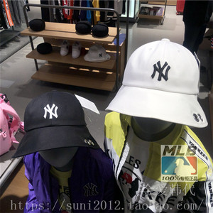 MLB渔夫帽盆帽男女韩国儿童帽子宝宝帽童帽ny白标丝带遮阳帽出游