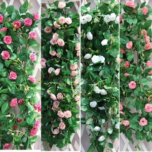 仿真玫瑰花藤装饰蔓藤条塑料绿植物花卉壁挂园艺绢花鲜花大型吊顶