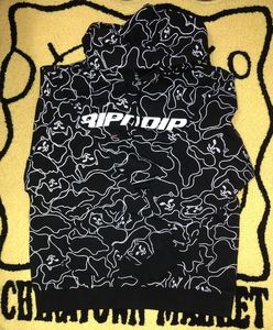 酱狗只卖正品 RIPNDIP LINE CAMO HOODIE 中指猫 3M黑色卫衣 帽衫