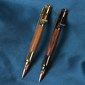 创意木枪圆珠笔0.5实木金属油笔1.0粗签字笔男士文具礼品笔军迷笔