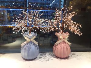 粉蓝紫黄水晶树花瓶陶瓷树家居装饰品创意小摆件可爱粉色创意