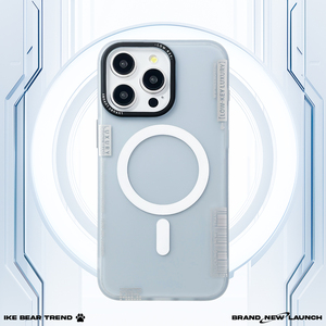 ike熊|英文条码标签苹果手机壳简约磨砂磁吸半透明艺术设计保护套适用iPhone15/14/pro/pro max