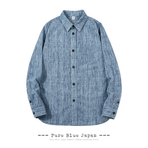PURE BLUE JAPAN 正蓝屋 KASURI INDIGO 6OZ 絣蓝染青年布衬衫