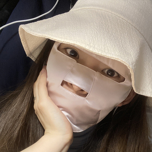 日本LOVINA真丝防晒面罩医美防紫外线过敏睡眠脸罩防蓝光脸基尼女