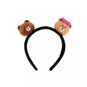 韩国采购LINE FRIENDS 布朗熊可妮兔莎莉玩偶发夹发箍可爱头饰