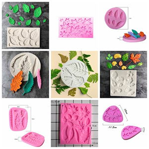 万用森系叶子翻糖硅胶模具枫叶绿叶树叶巧克力蛋糕装饰模粘土模具