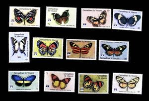 格林纳丁斯和圣文森特 蝴蝶 新票12全 外国邮票