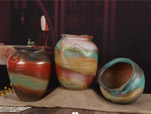 花瓶摆件干花花器陶罐粗陶土陶手工装饰复古仿古景德镇纯手工制作