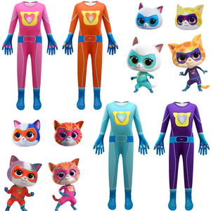 万圣节超级猫咪战队演出服儿童Superkitties小猫英雄cosplay服装