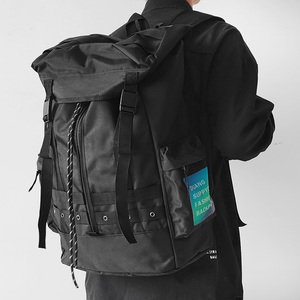 大容量旅行包男书包潮流个性设计双肩包工装翻盖嘻哈街头休闲背包
