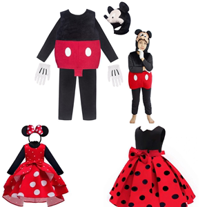 男女米老鼠COS迪士尼卡通人物扮演米妮连衣裙儿童亲子表演服装