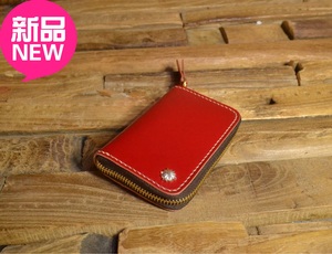 刀客72原创设计新品大红色日本新禧马臀皮配植鞣牛皮小零钱包卡包