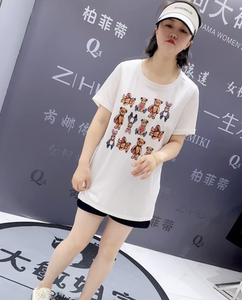 芮娜依莲9651夏款圆领半袖减龄套头遮肉显瘦衫大码女装一手长短袖