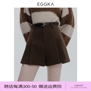 【5折清仓】EGGKA 呢子百褶裙裤秋冬时尚性感辣妹风格高腰短裙