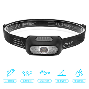 BORUiT LED新款迷你头灯 USB充电夜钓鱼防水跑步露营家用头灯