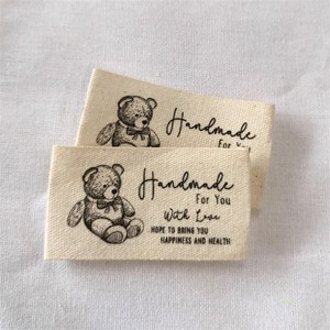 handmade布标纯棉领标商标现货 DIY棉带印刷领标印标现货童装商标