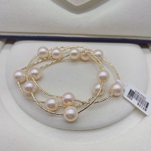 2023年新品新款高品质白粉色贝珠三圈珍珠手链气质百搭春夏女手串