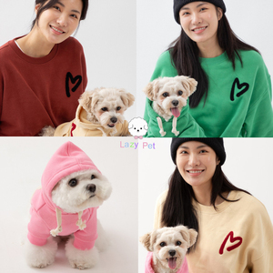 「Lazy Pet」韩国代购宠物狗冬日休闲运动心型拉绒舒适卫衣亲子装