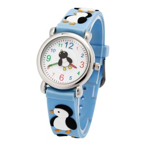 可爱时尚动漫QQ企鹅学生考试外贸尾男孩童女孩童日本机芯石英手表