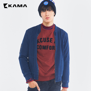 KAMA男士装 卡玛秋季纯色简约长袖衬衫牛仔外套夹克上衣服2