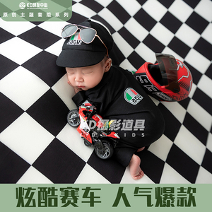 kd摄影道具男宝宝机车赛车服摩托车新生儿宝宝儿童服装Z217拍照