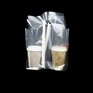 一次性奶茶外卖打包塑料袋pe透明光面单双杯加厚塑料袋子定制LOGO
