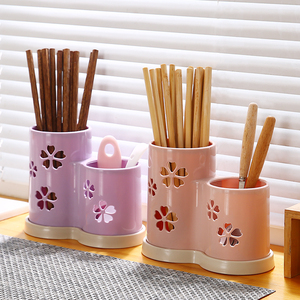 家用厨房沥水筷子筒壁挂式多功能消毒筷子笼防霉防尘刀架筷子盒