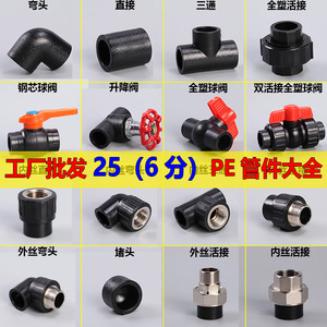 25 PE管配件电热熔烫接管件管接头 4分 6分直接弯头盘管水管