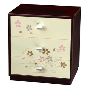 日本制直邮包关税 纪州漆器  和风樱花 木制2/3层手工抽屉收纳柜