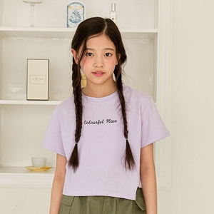 中大童短款字母不规则T恤 ALOHA韩国南大门童装24夏新女童上衣259