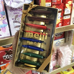 明治meiji巧克力排块系列8颗礼盒装黑巧克力网红休闲小零食伴手礼