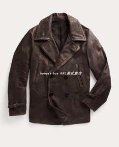 RRL Leather Peacoat 双排扣740 皮衣 夹克