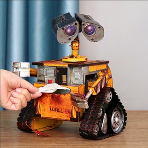复古WALL--E伊娃瓦力机器人总动员情侣 合金玩具可动手办模型摆件