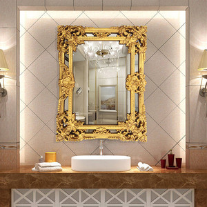 浴室镜卫浴镜梳妆镜酒店欧式复古雕花防水美容院装饰挂镜卫生间镜