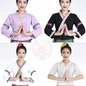 傣族舞蹈服装演出服 长袖版纳泼水节傣族泰国服饰 泰式按摩技师服