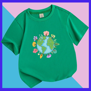 地球日纯棉拯救地球保护星球家园绿色环保生态短袖T恤衣服儿童装