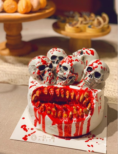 网红万圣节恶搞骷髅头蛋糕装饰摆件Halloween派对蛋糕插牌插件