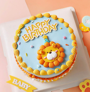 狮子座蛋糕黄色软陶小狮子蛋糕装饰摆件森林动物儿童蛋糕装饰插件