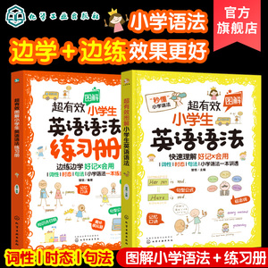 全2册 超有效图解小学生英语语法+练习册6-12岁小学英语新课程标用专项训练 二三四五六年级儿童英语真题图解小学英语语法真题练习