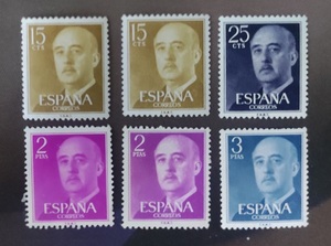 西班牙 1954-1956年普通邮票六枚 法兰西斯将军