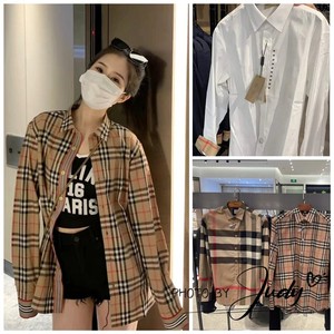 国内现货Burberry/巴宝莉 新款经典格子格纹拼色衬衫女衬衣外套男