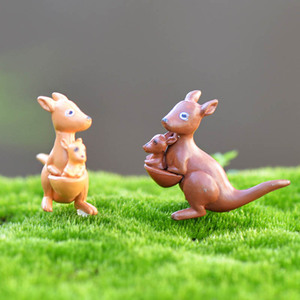 可爱塑料袋鼠摆件创意手工造景小动物微景观花盆多肉摆设田园装饰