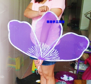 丝网花舞蹈表演舞台演出道具《心中有朵马兰花》紫色银边扇子