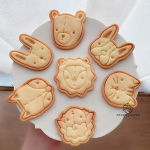 日系小动物饼干模具创意狮子猫狗熊兔子狐狸羊头像面饼皮压切工具