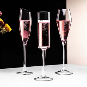 水晶玻璃高脚香槟杯 起泡酒杯气泡杯郁金香杯甜酒杯家用婚礼创意