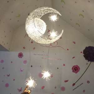 星星月亮儿童房灯温馨阳台装饰创意现代简约小孩房卧室吊灯具