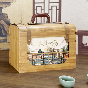 端午节粽子外包装盒礼盒空盒子仿竹木盒高端定制咸鸭蛋礼品盒批发